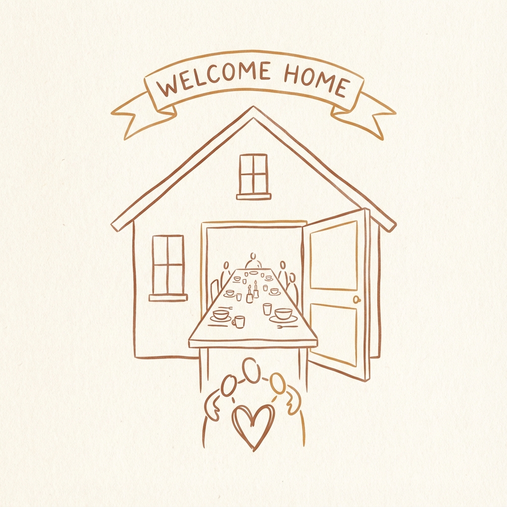 Warm home party illustration